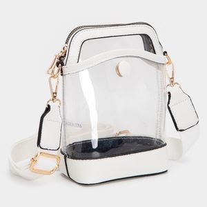White Clear Transparent Crossbody Bag Purse Leather Casual Womens Accessory